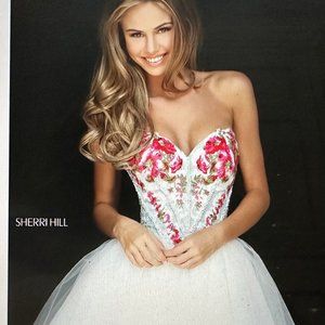 STUNNING Prom Dress - A-line Cocktail Sherri Hill Dress, denim & tulle